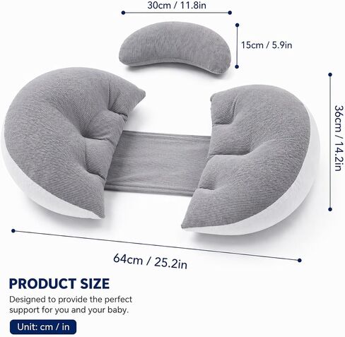 PandaEar Pregnancy Pillow Wedge for Sleeping, Maternity Body Support | Pregnancy Wedge Pillow for Body, Back, Belly & Side Sleeping Support, Soft Silk Cotton Cushion for Pregnant Women, Grey in Kuwait