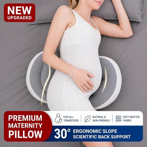PandaEar Pregnancy Pillow Wedge for Sleeping, Maternity Body Support | Pregnancy Wedge Pillow for Body, Back, Belly & Side Sleeping Support, Soft Silk Cotton Cushion for Pregnant Women, Grey in Kuwait