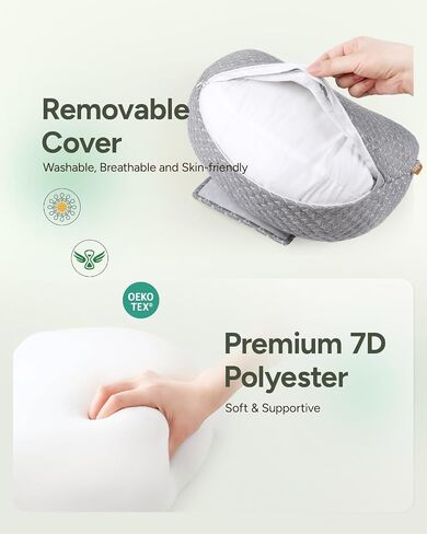 Pregnancy Wedge Pillow for Sleeping, Adjustable Soft Pregnancy Body Pillow | Maternity Pillow for Side Sleepers，Supports Back Belly Hip, Ideal for Pregnant, Bamboo Rayon Removable Cover, Grey in Kuwait