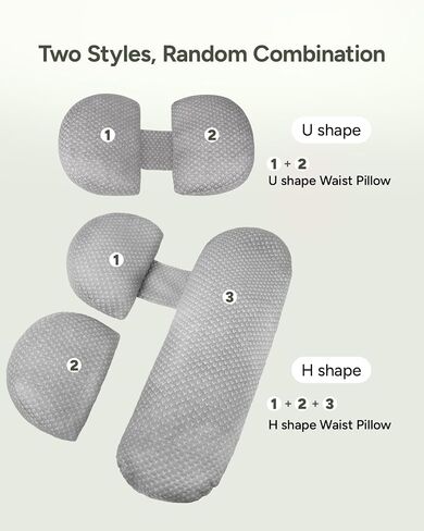Pregnancy Wedge Pillow for Sleeping, Adjustable Soft Pregnancy Body Pillow | Maternity Pillow for Side Sleepers，Supports Back Belly Hip, Ideal for Pregnant, Bamboo Rayon Removable Cover, Grey in Kuwait
