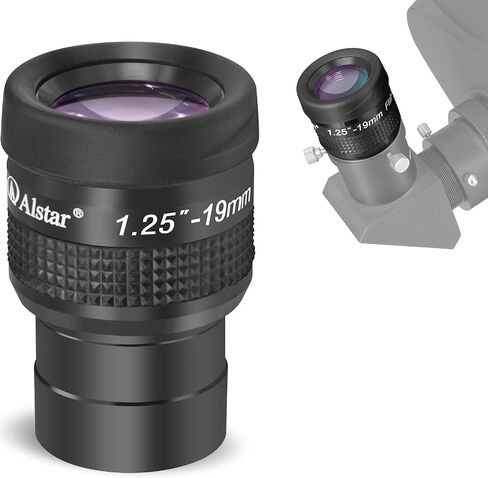 Alstar 1.25 Inch Telescope Eyepiece 19mm Flat Field Lense 65 Degree FOV | Multi-Coated Lens, No Refocusing Required, Adjustable Twist-up Eyecup, Good Eye Relief, Wide Angle, Telescope Accessories in Kuwait