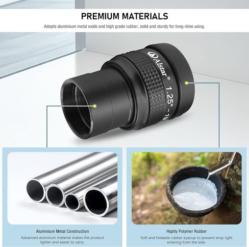 Alstar 1.25 Inch Telescope Eyepiece 19mm Flat Field Lense 65 Degree FOV | Multi-Coated Lens, No Refocusing Required, Adjustable Twist-up Eyecup, Good Eye Relief, Wide Angle, Telescope Accessories in Kuwait