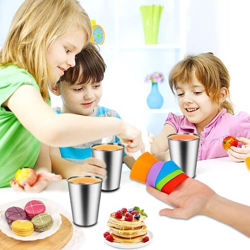 ShineMe 8oz Small Kids Cups Spill Proof, 5pack Stainless Steel Sippy Cups with Lids and Silicone Sleeves, Reusable Toddler Cup for Hot and Cold Drinks, BPA Free Snack Cup Apply for Indoor/Outdoor in Kuwait