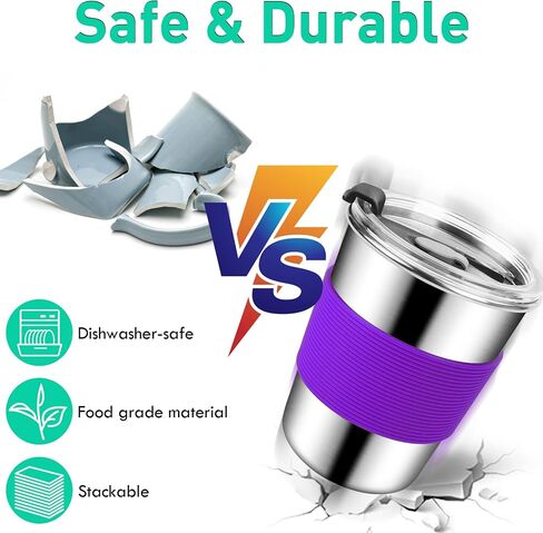 ShineMe 8oz Small Kids Cups Spill Proof, 5pack Stainless Steel Sippy Cups with Lids and Silicone Sleeves, Reusable Toddler Cup for Hot and Cold Drinks, BPA Free Snack Cup Apply for Indoor/Outdoor in Kuwait