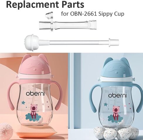 Oberni Sippy Cup Replacement Weighted Straw + Valved Spout, Suitable for OBN-2661 OBN-2669 Series Water Bottle, Pack of 2 in Kuwait