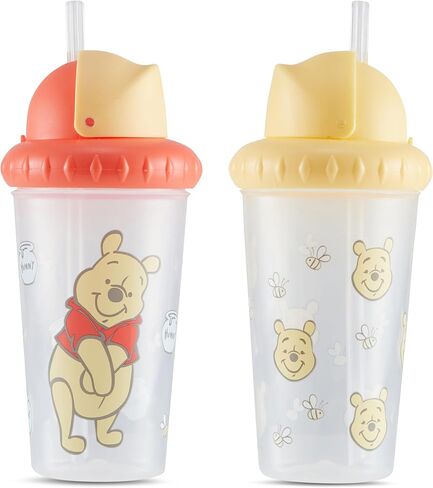 Disney Toddler Sippy Cups for Boys and Girls | 10 Ounce Sippy Cup Pack of Two with Straw and Lid | Durable Leak Proof Travel Water Bottle for Toddlers in Kuwait