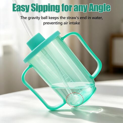 1PC Water Cup Sippy Cups with Long Straw for Elderly, 12oz Spill-Proof Drinking Cup with Silicone Lid for Seniors and Adults, Adult Sippy Cups for Patients, Disabled, Maternity in Kuwait