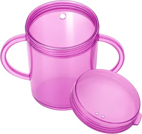 TalkTools Recessed Lid Cup with Handles - Leak Proof | Promotes Oral Motor Skills, Lip Closure, and Self Feeding | Alternative to Sippy Bottle | Food Grade Materials | Dishwasher Safe (Purple) in Kuwait
