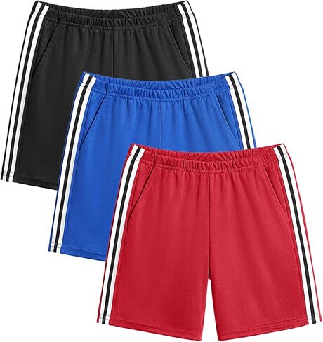 3 Pack Toddler Boy Athletic Shorts Boys Soccer Shorts Basketball Short Pants with Pockets Size 2-5T in Kuwait