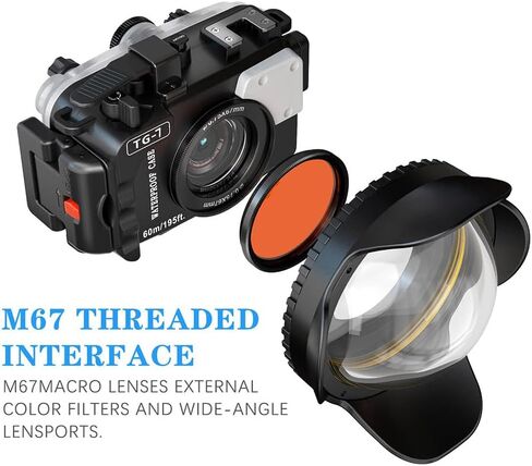 60m/195ft Professional Underwater Camera Scuba Case Waterproof Diving Housing for Om System tg7 Olympus Tough TG-7 tg7 - Black in Kuwait