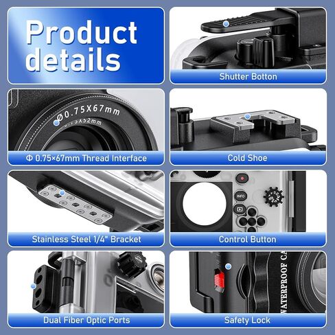 Sea frogs Camera Housing Compatible with Olympus TG-7 | with Singal Lamp and Red Filter, Waterproof IPX8 Rated, 60m/196ft Depth Protection TG7 Underwater Camera Case (White) in Kuwait