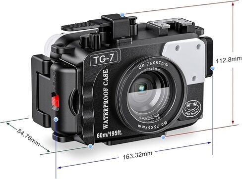 Sea frogs Camera Housing Compatible with Olympus TG-7 | with Singal Lamp and Red Filter, Waterproof IPX8 Rated, 60m/196ft Depth Protection TG7 Underwater Camera Case (White) in Kuwait
