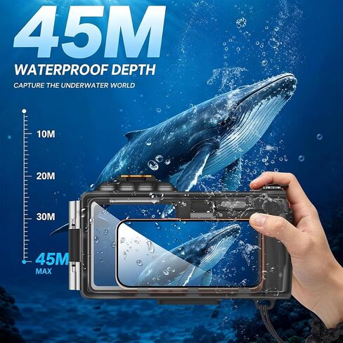 AICase Professional Diving Phone Case 147ft/45m for Diving Swimming Snorkeling,Access Camera Controls Waterproof Housing for Photo & Video for iPhone/Samsung Galaxy/xiaomi/Google Pixel and Most Phones in Kuwait