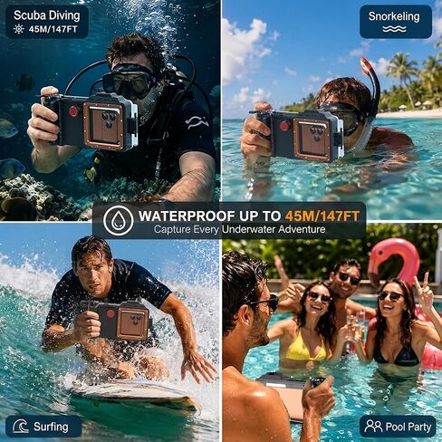 AICase Professional Diving Phone Case 147ft/45m for Diving Swimming Snorkeling,Access Camera Controls Waterproof Housing for Photo & Video for iPhone/Samsung Galaxy/xiaomi/Google Pixel and Most Phones in Kuwait