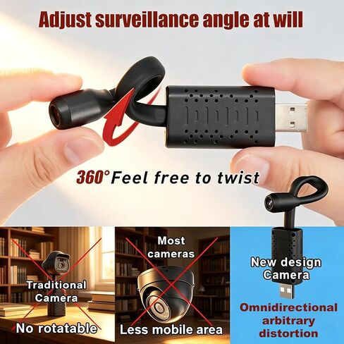 USB Spy Cameras Wireless and Hidden Camera, Hidden Camera, Small Security Cameras with 1080P HD Motion Detection for Baby Office Indoor Outdoor in Kuwait
