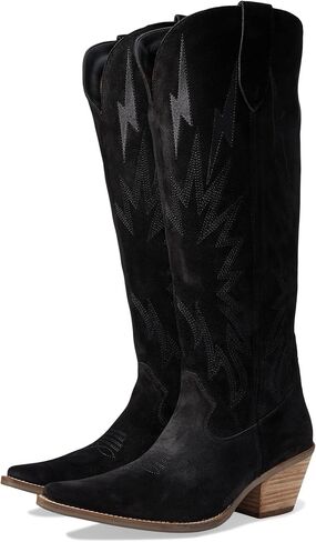 Dingo Womens Thunder Road Embroidered Snip Toe Casual Boots Knee High Mid Heel 2-3" in Saudi Arabia