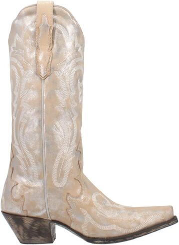 Dan Post Womens Frost Bite Metallic Snip Toe Dress Boots Mid Calf Low Heel 1-2" - Silver in Kuwait