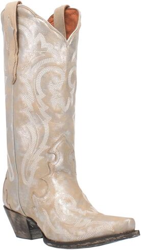 Dan Post Womens Frost Bite Metallic Snip Toe Dress Boots Mid Calf Low Heel 1-2" - Silver in Kuwait