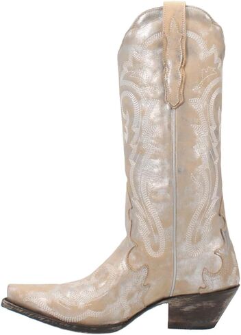Dan Post Womens Frost Bite Metallic Snip Toe Dress Boots Mid Calf Low Heel 1-2" - Silver in Kuwait