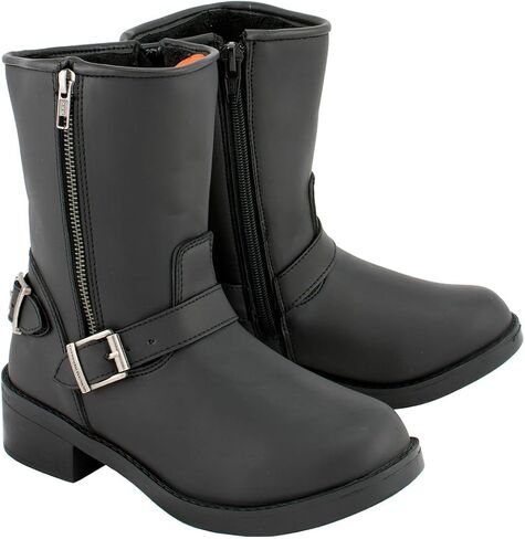 Milwaukee Leather MBL9475 Women's Classic Black Engineer Style Fashion Motorcycle Riding Boots w/Side Zipper - 9 in Kuwait