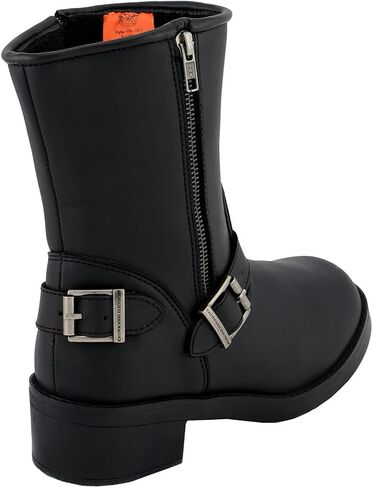 Milwaukee Leather MBL9475 Women's Classic Black Engineer Style Fashion Motorcycle Riding Boots w/Side Zipper - 9 in Kuwait