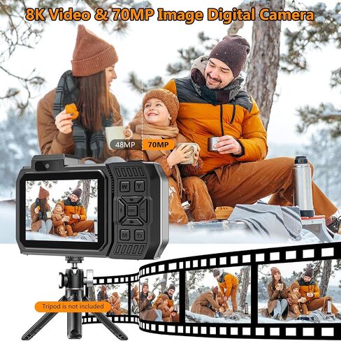 UHD 8K Underwater Camera, 70MP 33FT WiFi Waterproof Digital Camera with 32GB Card, Auto Focus Waterproof Dual-Screen Selfie 2500mAh Battery, 18X Floatable Digital for Snorkeling, Orange in Kuwait