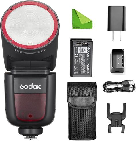 Godox V1 V1-F V1F Flash for Fuji Fujifilm Camera, 76Ws TTL Flash Speedlite 1/8000 HSS, 480 Full Power Flashes, 1.5s Recycle Time, Round Head Flash for Fuji Fujifilm Cameras (Godox V1F USA Version) in Kuwait