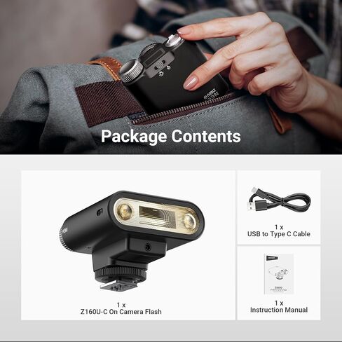 NEEWER Z160U-S Camera Flash Speedlite Compatible with Sony, Compatible with Godox, 18Ws GN14 6000K TTL 1/8000 HSS On Camera Flash Light with USB C 1100mAh Battery 1.4s Recycle 1100 Full Power Flashes in Kuwait
