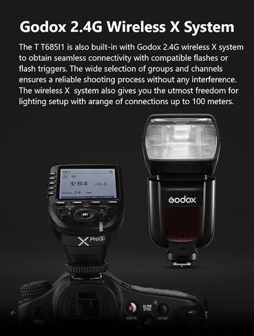 Godox TT685II-N TTL GN60 Speedlite Camera Flash HSS 1/8000s for Nikon | Compatible with Nikon DSLR. Recycles in 2.6s, 330 Flashes, i-TTL auto flash, hot shoe mount, 2.4G wireless X system in Kuwait