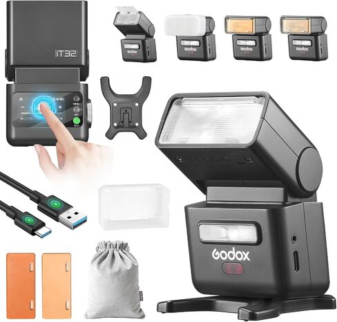 Godox IT32 TTL Camera Flash,2.4G Wireless,HSS 1/8000s,GN18,LED Modeling Lamp,Colorful Touch Screen,Rotatable Flash Head in Kuwait