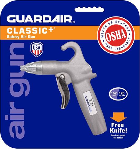 Guardair 80WJ Whisper Jet Safety Air Gun - Volume Control, Comfortable Pistol Style Grip, Ideal for Cleaning Bench Tops, Work Stations, or Machinery in Noise Sensitive Areas, 1/4 Inch Inlet in Kuwait