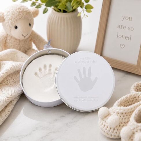 Pearhead My Little Prints Babyprints Keepsake Tin Kit, Baby Girl or Boy Gender Neutral Baby Handprint Footprint Impression, Gray in Kuwait
