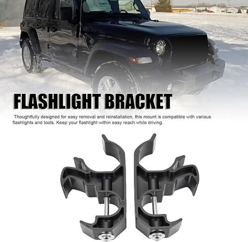 RiToEasysports Flashlight Mounting Bracket, ABS Flashlight Holder Mount, No Drill Easy Install, Black 2PCS, Quick Access Stable Fit for Unlimited 4 Door JL 2018 2025 in Kuwait