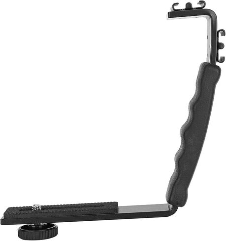 Tbest Camera Flash L Bracket Dual Hot Shoes Holder Mount Adapter for DSLR Mirrorless Cameras Aluminum Alloy Black 11cm 13cm in Kuwait