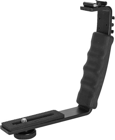 Tbest Camera Flash L Bracket Dual Hot Shoes Holder Mount Adapter for DSLR Mirrorless Cameras Aluminum Alloy Black 11cm 13cm in Kuwait