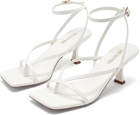 DREAM PAIRS Women's Dressy Thong Kitten Heel Sandals | Strappy Square Open Toe Heels with Adjustable Ankle Strap, Comfort Heeled Sandals for Wedding Guest, Party, Prom Occasions in Saudi Arabia