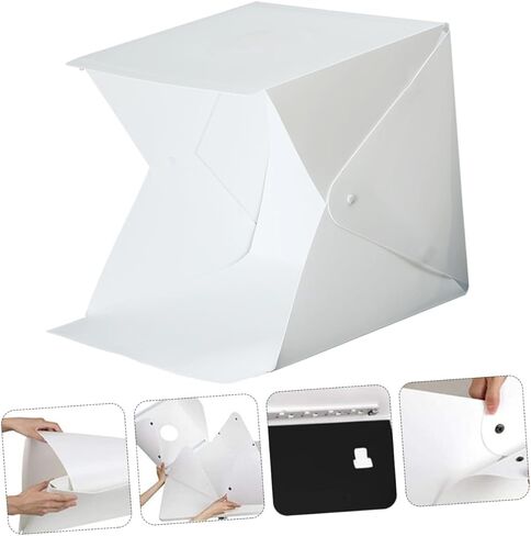 20cm Small Portable LED Photo Light Box with Folding Mini Softbox Tent and 4 Color Backdrops for Jewelry and Product Photography in Kuwait