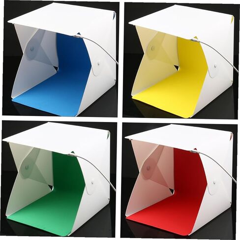 20cm Small Portable LED Photo Light Box with Folding Mini Softbox Tent and 4 Color Backdrops for Jewelry and Product Photography in Kuwait