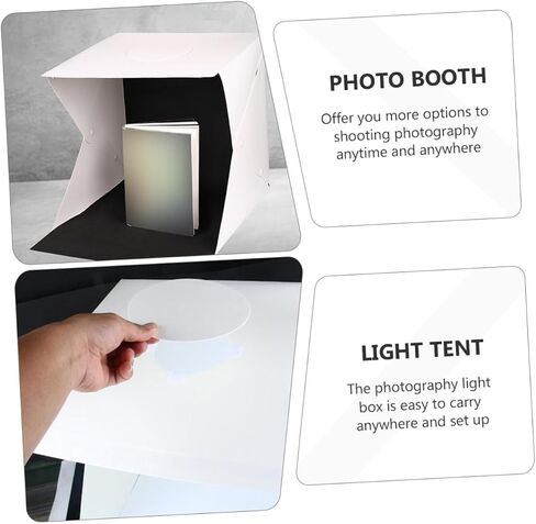Veemoon Portable 30cm LED Light Tent Photo Box with Black and White Backdrops, Foldable Photography Light Box for Product Photography and Studio Shooting in Kuwait