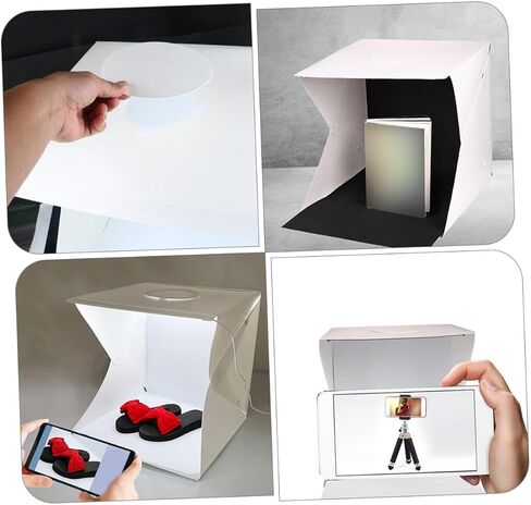 Veemoon Portable 30cm LED Light Tent Photo Box with Black and White Backdrops, Foldable Photography Light Box for Product Photography and Studio Shooting in Kuwait