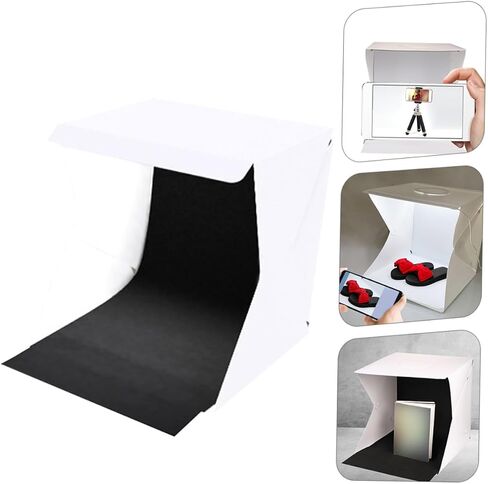 Veemoon Portable 30cm LED Light Tent Photo Box with Black and White Backdrops, Foldable Photography Light Box for Product Photography and Studio Shooting in Kuwait