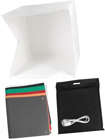 40cm Portable Mini Photography Light Box Tent with Adjustable LED Lighting, Folding Shooting Cube with 6 Color Backdrops for Product Photography in Kuwait