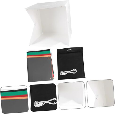 40cm Portable Mini Photography Light Box Tent with Adjustable LED Lighting, Folding Shooting Cube with 6 Color Backdrops for Product Photography in Kuwait