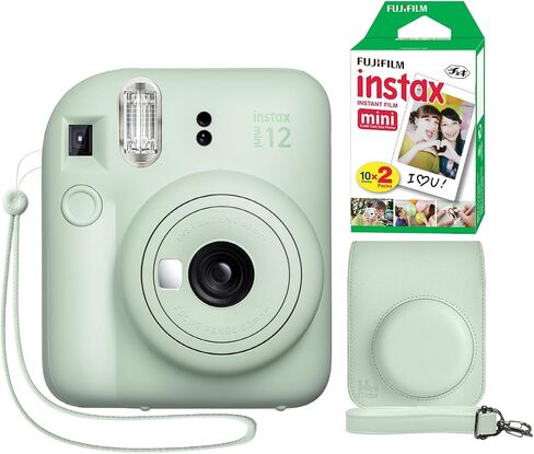 Fujifilm Instax Mini 12 Instant Camera + Minimate Custom Case + Fuji Instax Film 20 Sheets Twin Pack (Mint Green) in Kuwait