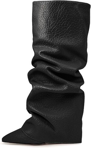 Roimaash Chunky High Heels Fold Over Boots For Women in Kuwait