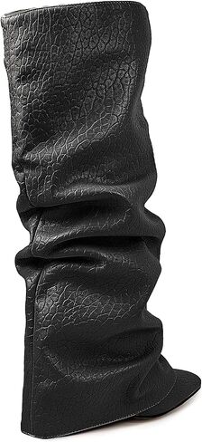 Roimaash Chunky High Heels Fold Over Boots For Women in Kuwait