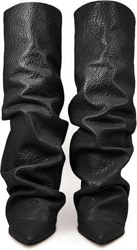 Roimaash Chunky High Heels Fold Over Boots For Women in Kuwait