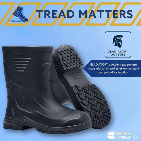 Shoes for Crews Bullfrog II Unisex Soft Toe Work Boot, Non-Slip, EH-Rated | Easy to clean & liquid-resistant with ladder grab & ASTM certification, slip-resistant for food processing & sanitation in Kuwait