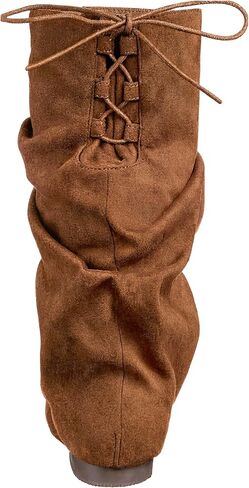 MissHeel Hidden Wegde Heel Slouchy Boots Lace Up Mid Calf Booties in Kuwait
