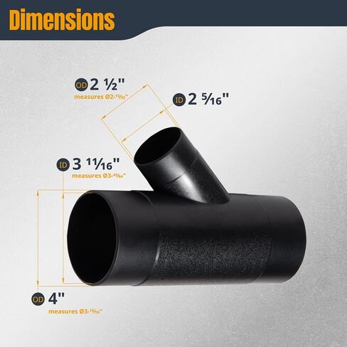 POWERTEC 70190V 4-Inch by 2-1/2-Inch Y-Fitting Dust Collection Hose Connector, 1 PK in Kuwait